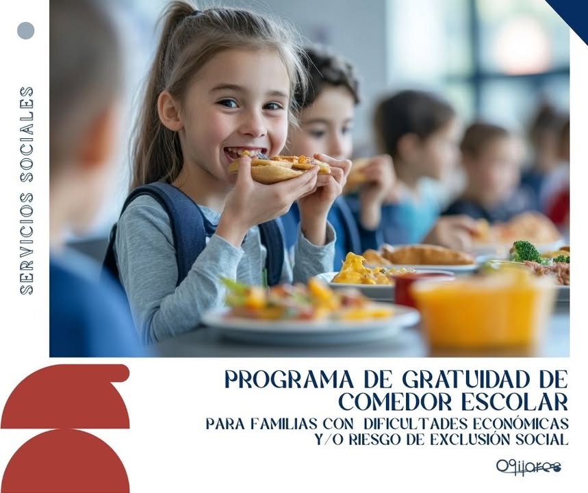 🍽️ Programa de gratuidad de comedor escolar
Dirigido a familias con dificultades económicas y/o en riesgo de exclusión social.
📅 Plazo d... 🍽️ Programa de gratuidad de comedor escolar
Dirigido a familias con dificultades económicas y/o en riesgo de exclusión social.
📅 Plazo d...