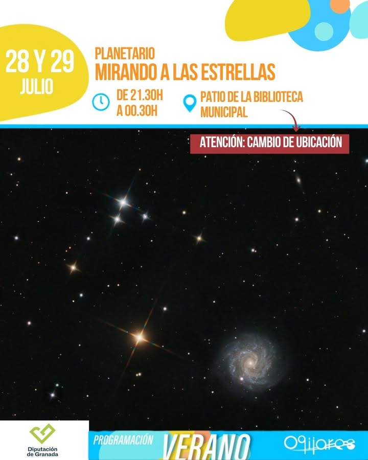 🚨 INFORMACIÓN IMPORTANTE: CAMBIO DE UBICACIÓN 🚨  
  
👉 Del recinto ferial al patio de la Biblioteca Municipal   
  
🌠 Este verano... ¡viaja por...