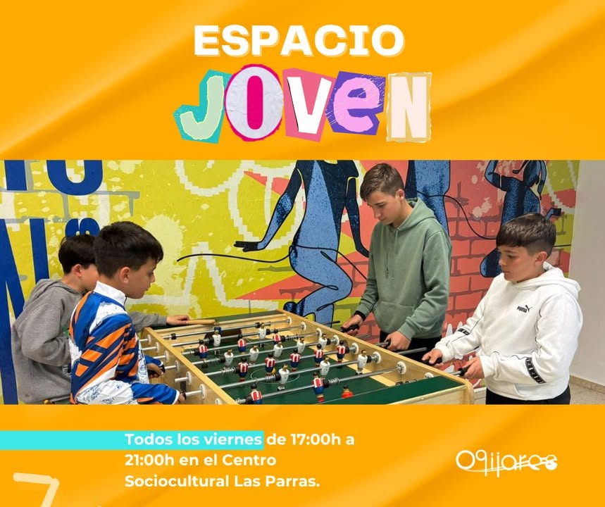 📢 Disfruta todos los viernes del Espacio Joven de Ogíjares  
  
Un punto de encuentro para nuestros jóvenes en el Centro Sociocultural Las Parras ...