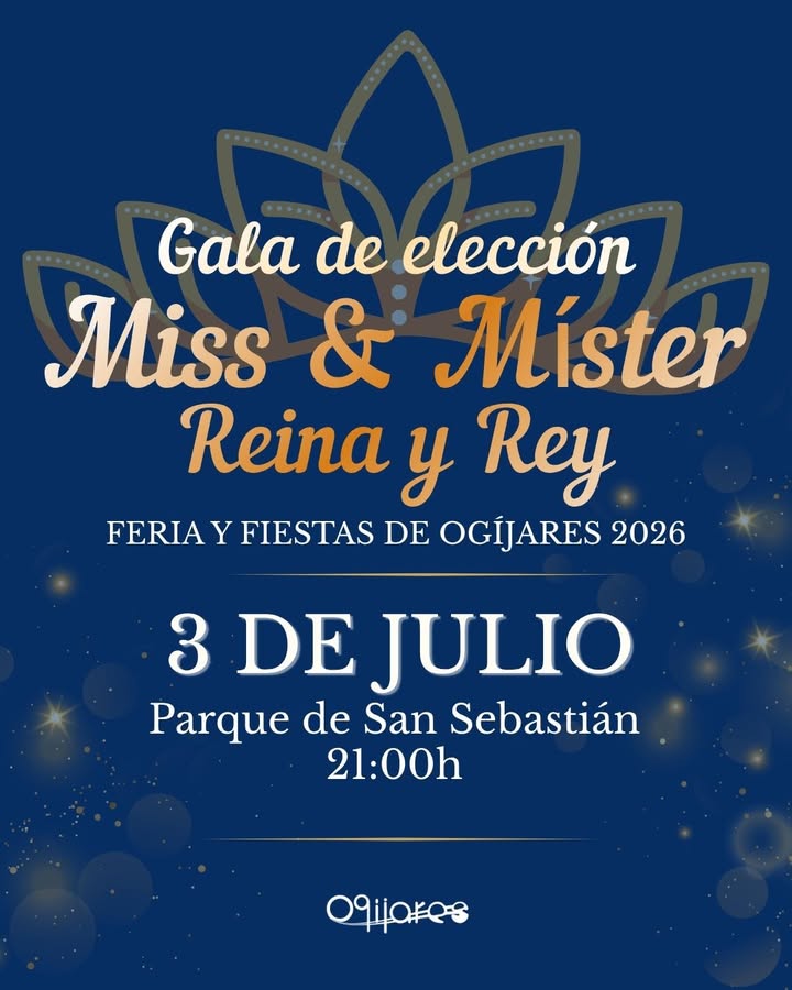👑 ¡Hoy celebramos la Gala de Elección de la Reina, Damas y Míster de las Fiestas de Ogíjares 2026! 👑  
  
Esta noche viviremos uno de los momento...