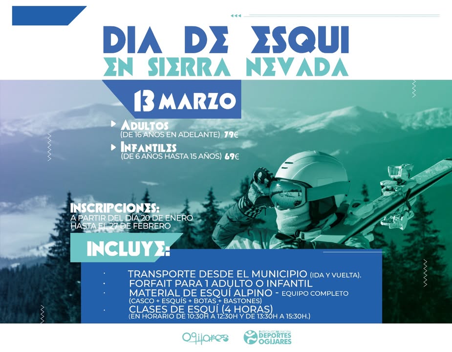 🎿 ¡Vive un día de esquí en Sierra Nevada! ❄️
📅 Fecha: 13 de marzo
💰 Precios:
Adultos (16 años en adelante): 79 €
Infantiles (6 a 1... 🎿 ¡Vive un día de esquí en Sierra Nevada! ❄️
📅 Fecha: 13 de marzo
💰 Precios:
Adultos (16 años en adelante): 79 €
Infantiles (6 a 1...