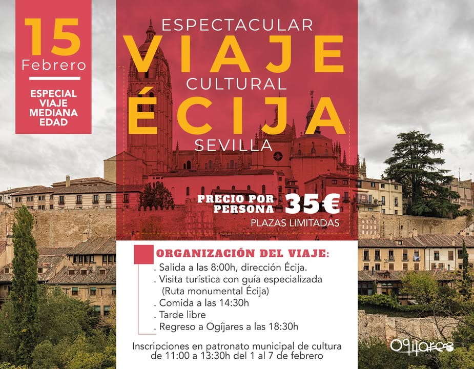 📍 ¡Viaje Cultural a Écija – Sevilla! 📍  
  
El sábado 15 de febrero, disfruta de un espectacular viaje cultural pensado especialmente para la med...