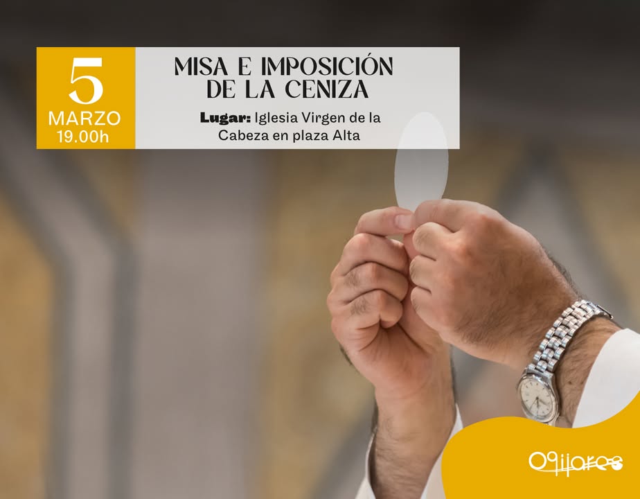 ✝️ Miércoles de Ceniza en Ogíjares ✝️
Este miércoles damos inicio a la Cuaresma con nuestra tradicional misa 🙏
📅 Hoy
🕖 Hora: 19:00 ... ✝️ Miércoles de Ceniza en Ogíjares ✝️
Este miércoles damos inicio a la Cuaresma con nuestra tradicional misa 🙏
📅 Hoy
🕖 Hora: 19:00 ...