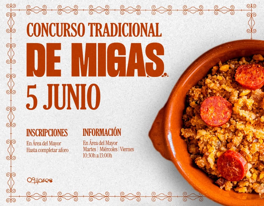 🍽️ Concurso Tradicional de Migas  
  
¡Vuelve uno de los eventos más ricos del año! El 5 junio participa en nuestro tradicional concurso de Migas o...