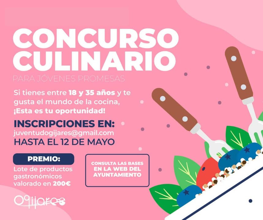 👨🍳 Concurso culinario para jóvenes promesas
Si tienes entre 18 y 35 años y la cocina es lo tuyo… ¡Esta es tu oportunidad para brillar!
... 👨🍳 Concurso culinario para jóvenes promesas
Si tienes entre 18 y 35 años y la cocina es lo tuyo… ¡Esta es tu oportunidad para brillar!
...
