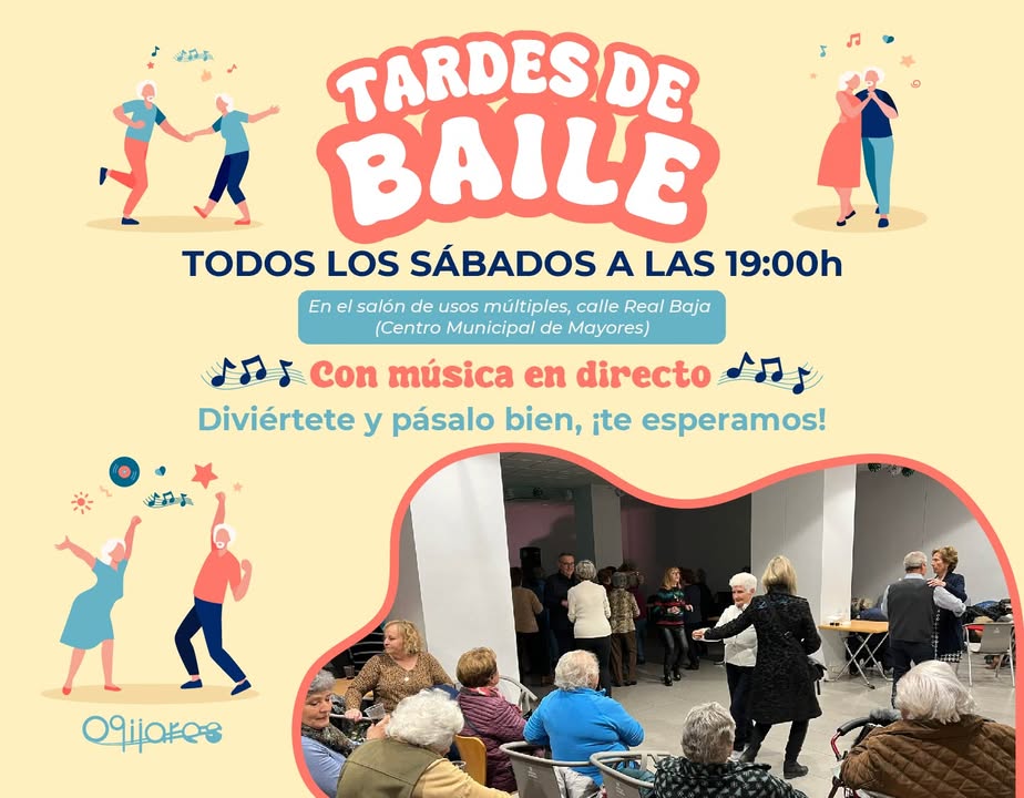 💃🕺 ¡Bailes para nuestros mayores en Ogíjares!  
  
Organizados por el Área del Mayor, se celebran todos los sábados a las 19:00 h en el Salón de ...