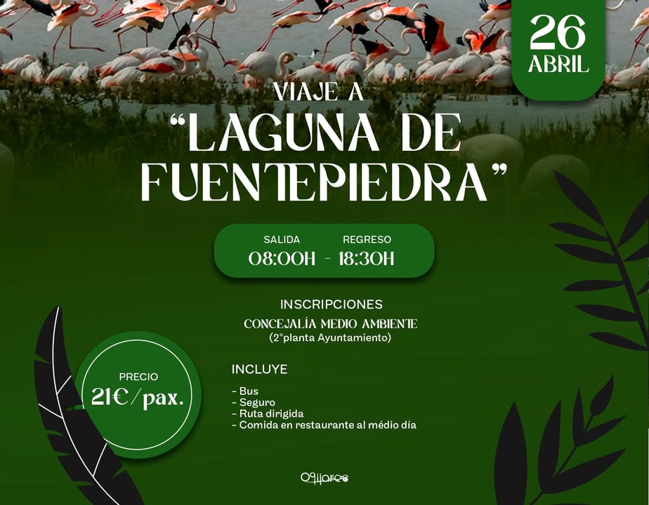 ⛰️ Viaje a "La Laguna de Fuente Piedra"  
  
El 26 de abril podrás disfrutar de un día en la naturaleza en Fuente Piedra donde podrás encontrar fla...