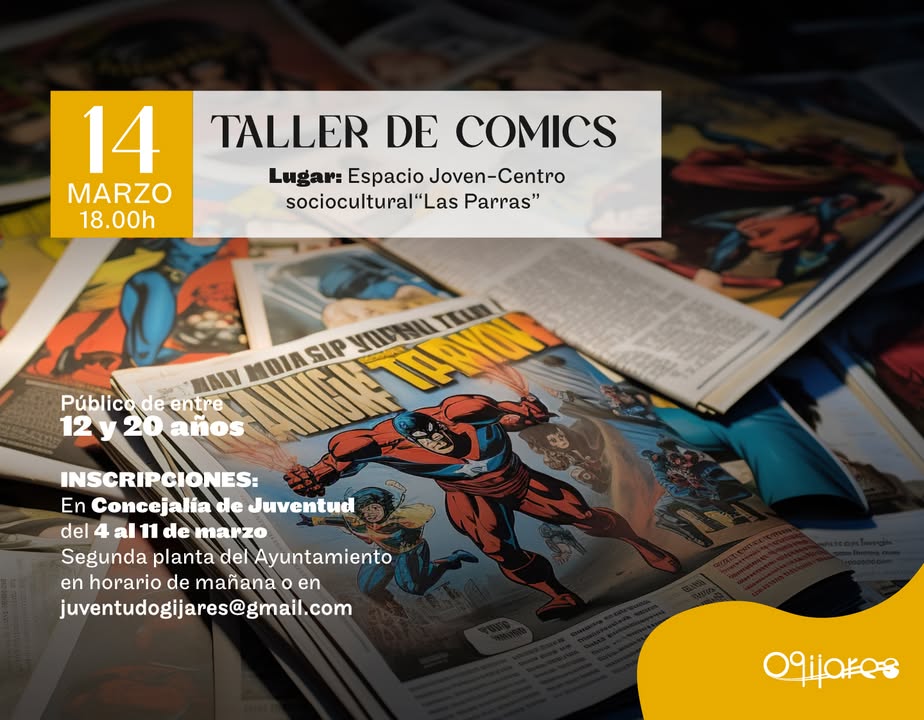 🎨📖 ¡Taller de Cómic en Ogíjares! 🖊💥
Si tienes entre 12 y 20 años, ven y crea tu propio cómic en una tarde llena de imaginación y diversión.... 🎨📖 ¡Taller de Cómic en Ogíjares! 🖊💥
Si tienes entre 12 y 20 años, ven y crea tu propio cómic en una tarde llena de imaginación y diversión....