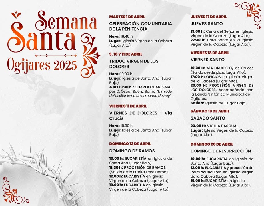 SEMANA SANTA DE OGÍJARES 2025 | Fe, tradición y emoción ✝
Nos preparamos para vivir una de las semanas más esperadas del año, en la que la dev... SEMANA SANTA DE OGÍJARES 2025 | Fe, tradición y emoción ✝
Nos preparamos para vivir una de las semanas más esperadas del año, en la que la dev...