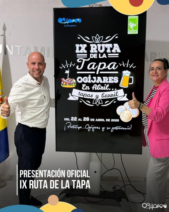 🍻 ¡IX Ruta de la Tapa de Ogíjares! “En abril… tapas y barril”  
  
Nuestro alcalde y la concejala de Comercio presentan el rutero oficial de esta ...