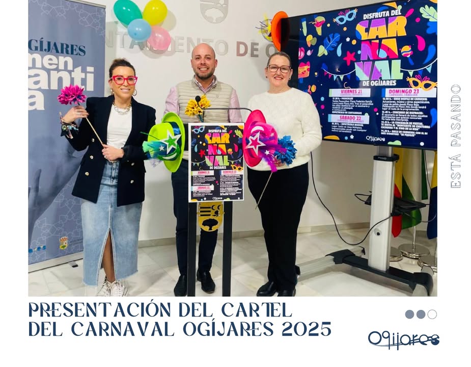 🎭✨ ¡El Carnaval 2025 de Ogíjares ya está en marcha! 🎉🎭  
  
Hoy, nuestro alcalde, junto a la concejal de Fiestas y la concejal de Juventud, han...