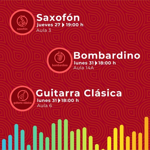 Compartimos las fechas de las diferentes audiciones que se llevarán a cabo con motivo del final del segundo trimestre.
