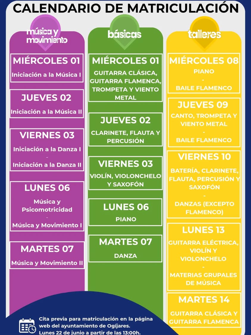 Consulta el calendario de matriculación para el curso 26-27. Consulta el día que te corresponda y realiza el trámite. ⚠️...