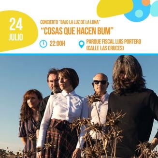 🌙 La mejor música en directo vuelve a las noches de verano de Ogíjares.  
  
Disfruta del concierto del grupo Cosas que Hacen Bum en una velada pe...