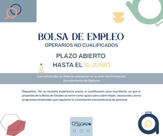 📢 Bolsa de Empleo abierta en Ogíjares  
  
La Concejalía de Empleo informa de la apertura de la Bolsa de Empleo para operarios no cualificados.  
...