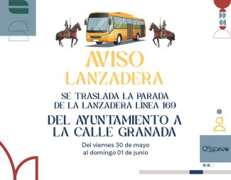 📣 AVISO IMPORTANTE - FERIA MEDIEVAL 🏰  
  
Con motivo de la celebración de la Feria Medieval, la parada de la lanzadera del Ayuntamiento se trasl...