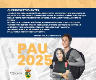 🎓 Esta semana, cientos de jóvenes de Ogíjares se enfrentan a un reto clave: la PAU 2025. Desde el Ayuntamiento queremos desearos toda la suerte de...