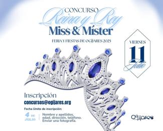 👑 ¡Buscamos Reina, Rey, Miss y Míster de las Fiestas de Ogíjares 2025!  
  
🗓️ Queda abierto el plazo de inscripción para participar en el tradici...