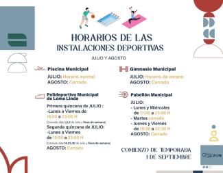 🏟️ Horarios de las instalaciones deportivas en verano 🏖️  
  
 ℹ️ Consulta los horarios de nuestras instalaciones deportivas durante los meses de j...