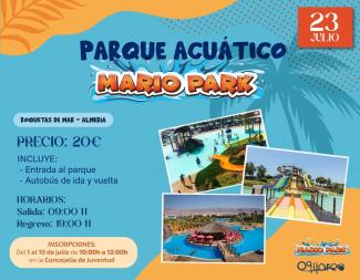 🌊 Excursión al Parque Acuático Mario Park  
  
💦 Este verano prepárate para deslizarte por los toboganes del parque acuático Mario Park en Roquet...