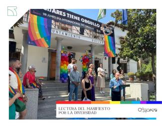 🏳️‍🌈 Lectura del Manifiesto por la Diversidad en Ogíjares  
  
Esta mañana ha tenido lugar la lectura del Manifiesto por la Diversidad, un acto si...