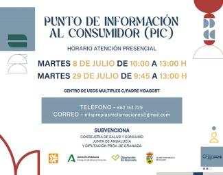 ℹ Punto de Información al Consumidor (PIC)  
  
Ya puedes consultar el nuevo horario del servicio gratuito de atención al consumidor en Ogíjares, d...