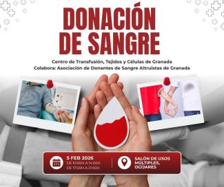 🩸 Donación de Sangre en Ogíjares  
  
El próximo 5 de febrero tienes una cita solidaria en Ogíjares ❤️. Dona sangre y ayuda a salvar vidas con un ...