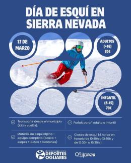 🎿❄️ Día de Esquí en Sierra Nevada ❄️🎿  
  
Disfruta de un día de nieve y deporte en Sierra Nevada con transporte, material y clases incluidas. Un...