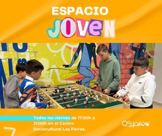 📢 Disfruta todos los viernes del Espacio Joven de Ogíjares  
  
Un punto de encuentro para nuestros jóvenes en el Centro Sociocultural Las Parras ...