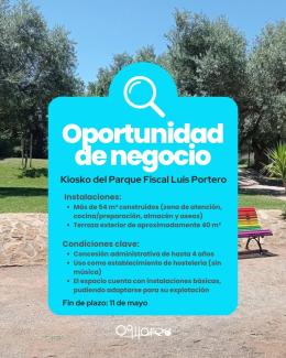 🚧 Nueva oportunidad de negocio en Ogíjares  
  
El Ayuntamiento de Ogíjares abre el proceso de licitación para la explotación del kiosco-bar del P...