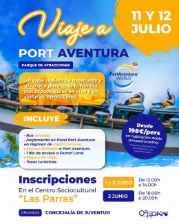 🎢✨ VIAJE A PORT AVENTURA  
  
📅 11 y 12 de julio   
📍 Organiza: Concejalía de Juventud de Ogíjares  
  
Un viaje repleto de aventuras, diversió...