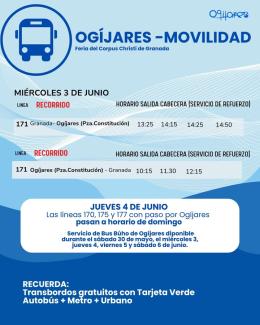 🚌 MOVILIDAD ESPECIAL CORPUS CHRISTI  
  
Con motivo de la festividad del Corpus Christi, el Consorcio de Transporte Metropolitano refuerza el serv...