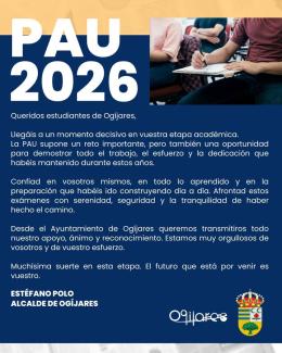 📚 Os dejamos con un mensaje de nuestro alcalde, Estéfano Polo, ante el inicio de las pruebas de acceso a la universidad (PAU).  
  
💪 Un momento ...