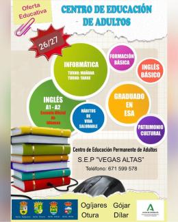 📚 OFERTA EDUCATIVA CURSO 2026/2027  
  
El Centro de Educación Permanente de Adultos S.E.P. “Vegas Altas”, con la colaboración de la Junta de Anda...