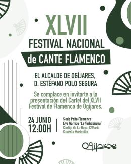 🎤 Presentación oficial del XLVII Festival Nacional de Cante Flamenco de Ogíjares, uno de los grandes referentes del flamenco en Andalucía, declara...