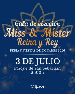 👑 ¡Hoy celebramos la Gala de Elección de la Reina, Damas y Míster de las Fiestas de Ogíjares 2026! 👑  
  
Esta noche viviremos uno de los momento...