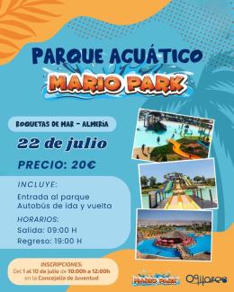 💦🌞 ¡Prepárate para un día cargado de diversión!  
  
El próximo 22 de julio nos vamos a Mario Park (Roquetas de Mar) para disfrutar de un día ino...