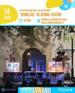 ✨ ¡La magia del teatro de títeres llega a los barrios de Ogíjares!  
  
La compañía AFinal Teatro presenta "Semillas", un espectáculo familiar lle...