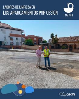 🧹 Continúan las labores de limpieza y acondicionamiento en los aparcamientos provisionales habilitados mediante cesión.  
  
En estos espacios, la...