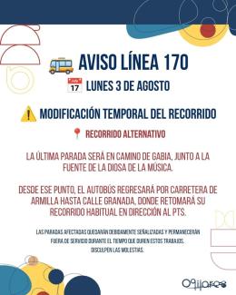 🚍 Información de interés para los usuarios del transporte público.  
  
Con motivo de las obras que se están ejecutando en el Camino del Encantado...