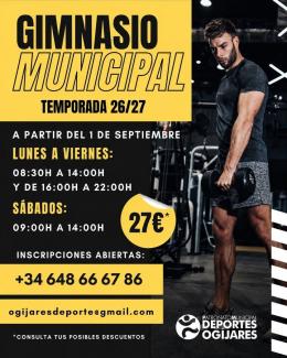 🏋️ Las inscripciones para el Gimnasio Municipal ya están abiertas.  
  
A partir del 1 de septiembre, podrás hacer uso de la sala de musculación y ...
