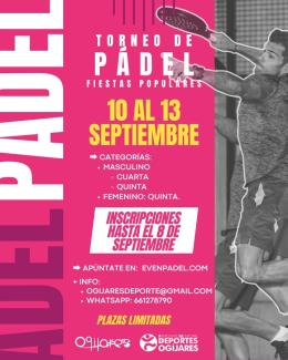 🎾 Abiertas las inscripciones para el Torneo Fiestas Populares Villa de Ogíjares 2026.  
  
Del 10 al 13 de septiembre, el Polideportivo Municipal ...