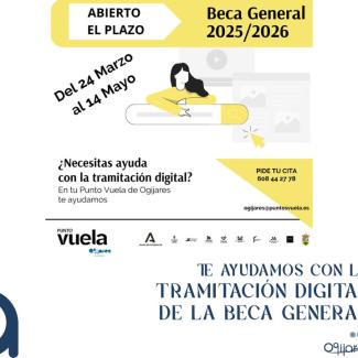 📢 Ayuda para la tramitación digital de la Beca General 2025/2026 🎓💻  
  
Desde el Punto Vuela apoyamos a las familias en la gestión de su solici...