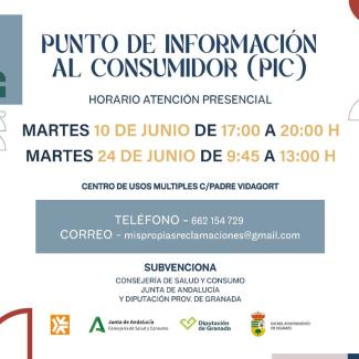 ℹ Punto de Información al Consumidor (PIC)  
  
Nuevo horario disponible de servicio de atención al consumidor en Ogíjares.  
  
🗓 Martes 10 de Jun...