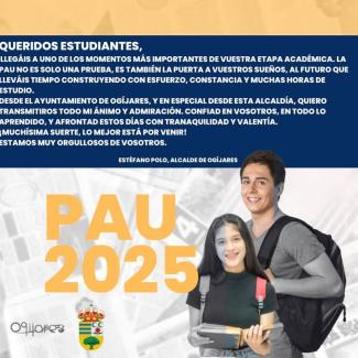 🎓 Esta semana, cientos de jóvenes de Ogíjares se enfrentan a un reto clave: la PAU 2025. Desde el Ayuntamiento queremos desearos toda la suerte de...