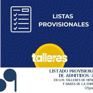 🎶 ¡Ya están disponibles los listados provisionales del alumnado admitido en los talleres de música y danza de la Escuela Municipal de Música y Dan...