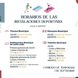 🏟️ Horarios de las instalaciones deportivas en verano 🏖️  
  
 ℹ️ Consulta los horarios de nuestras instalaciones deportivas durante los meses de j...