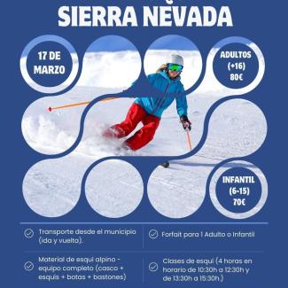 🎿❄️ Día de Esquí en Sierra Nevada ❄️🎿  
  
Disfruta de un día de nieve y deporte en Sierra Nevada con transporte, material y clases incluidas. Un...