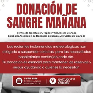 🩸 ¡Necesitamos tu colaboración!  
  
Mañana se celebra una nueva campaña de donación de sangre en el Edificio de Usos Múltiples, en horario de 10 ...