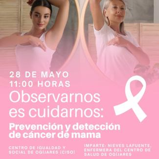 Charla sobre prevención y detección del cáncer de mama en Ogíjares  
  
¡¡MAÑANA!!  
  
El Ayuntamiento de Ogíjares y el Centro de Información a la...